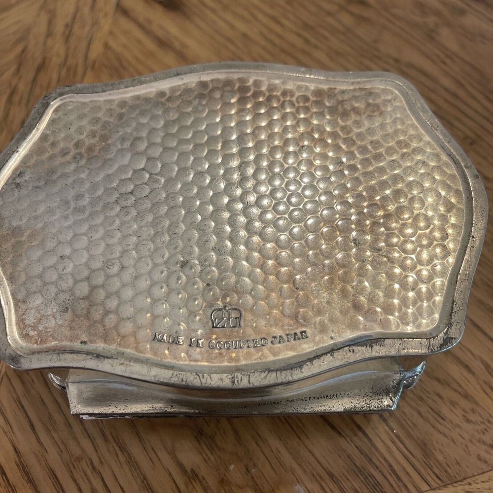 VINTAGE Metal JEWELRY BOX ( MADE IN OCCUPIED JAPAN ) Trinket Jewelry Casket - Picture 8 of 9